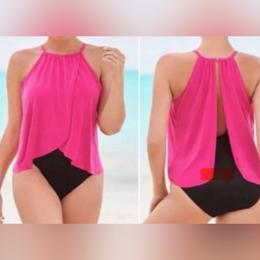 NWT Cupshe red/dark pink and black one piece swimsuit. Size M